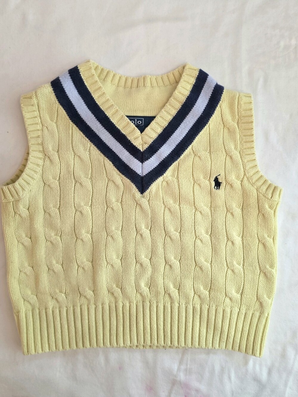 Polo Ralph Lauren Kids Sweater Vest 2T Yellow 100% Cotton Unisex Baby Toddler